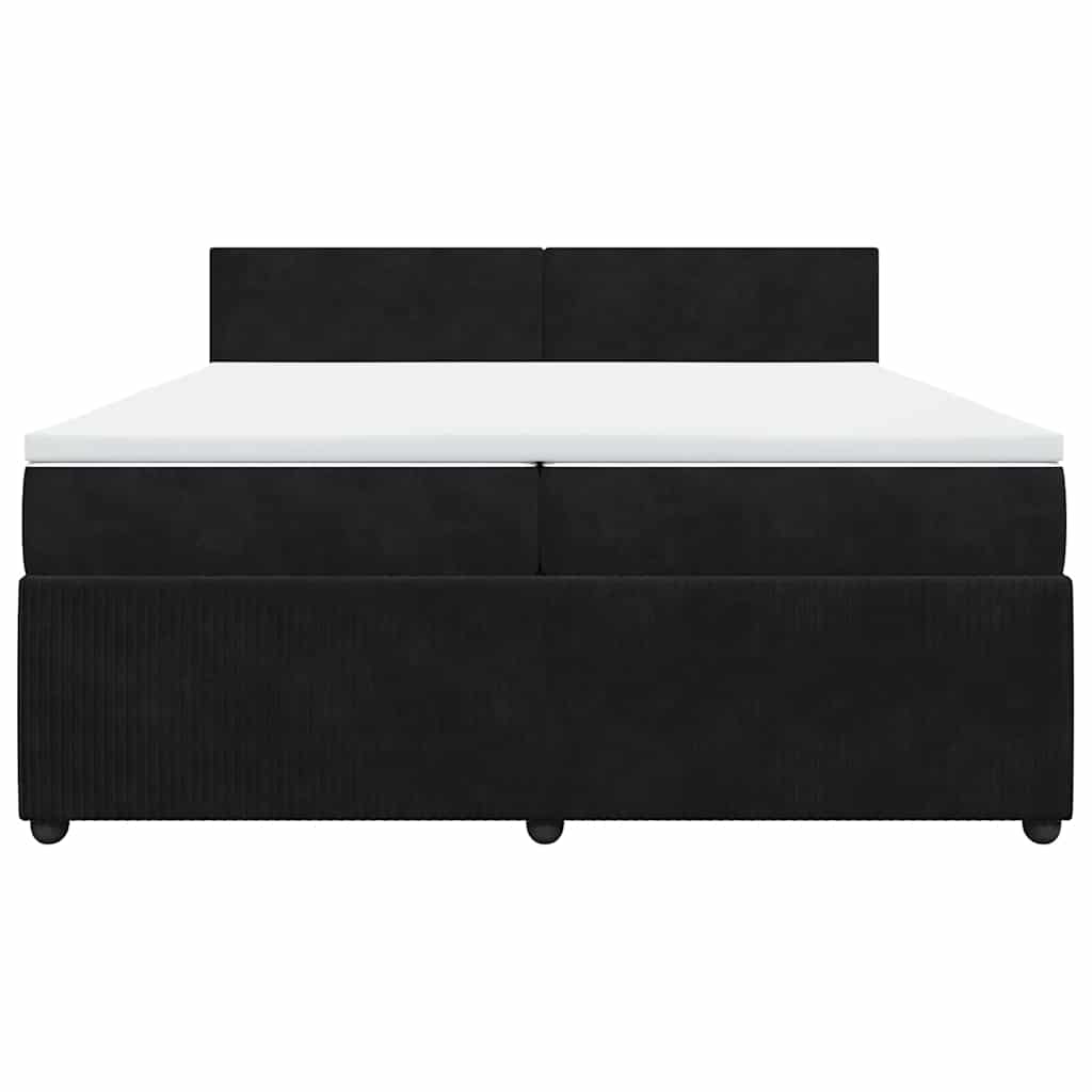 Κρεβάτι Boxspring με Στρώμα Μαύρο 200x200 εκ. Βελούδινο