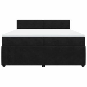 Κρεβάτι Boxspring με Στρώμα Μαύρο 200x200 εκ. Βελούδινο