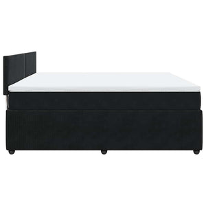 Κρεβάτι Boxspring με Στρώμα Μαύρο 200x200 εκ. Βελούδινο
