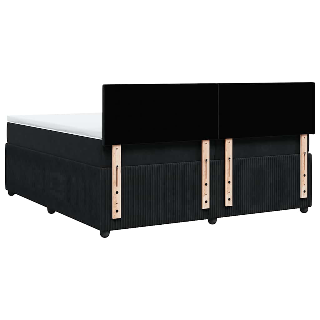 Κρεβάτι Boxspring με Στρώμα Μαύρο 200x200 εκ. Βελούδινο