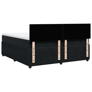 Κρεβάτι Boxspring με Στρώμα Μαύρο 200x200 εκ. Βελούδινο