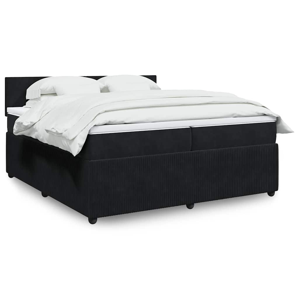 Κρεβάτι Boxspring με Στρώμα Μαύρο 200x200 εκ. Βελούδινο