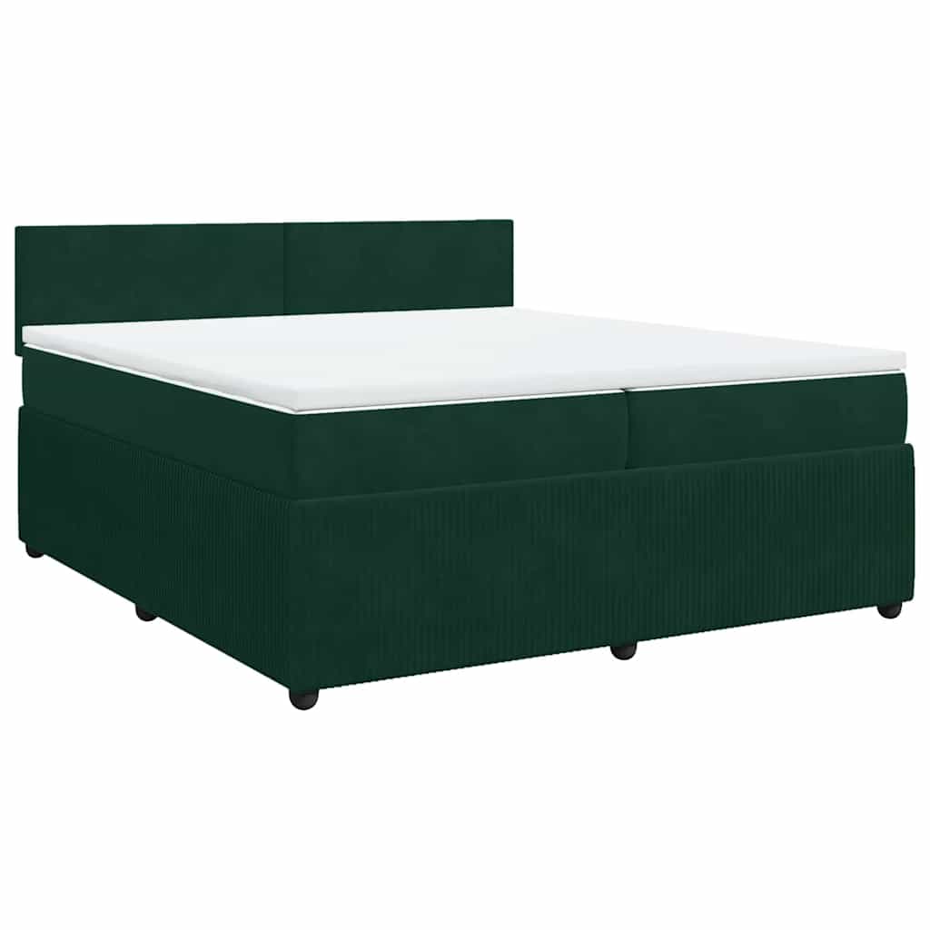 Κρεβάτι Boxspring με Στρώμα Σκούρο Πράσινο 200x200εκ. Βελούδινο