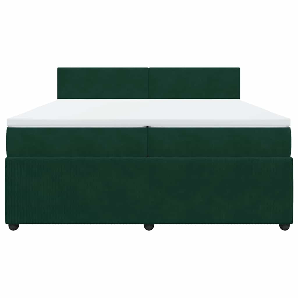 Κρεβάτι Boxspring με Στρώμα Σκούρο Πράσινο 200x200εκ. Βελούδινο