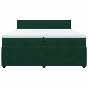 Κρεβάτι Boxspring με Στρώμα Σκούρο Πράσινο 200x200εκ. Βελούδινο