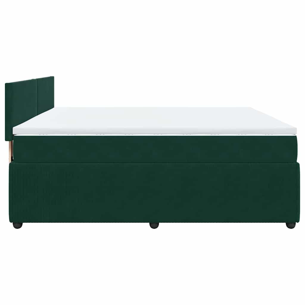 Κρεβάτι Boxspring με Στρώμα Σκούρο Πράσινο 200x200εκ. Βελούδινο