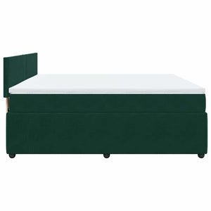 Κρεβάτι Boxspring με Στρώμα Σκούρο Πράσινο 200x200εκ. Βελούδινο