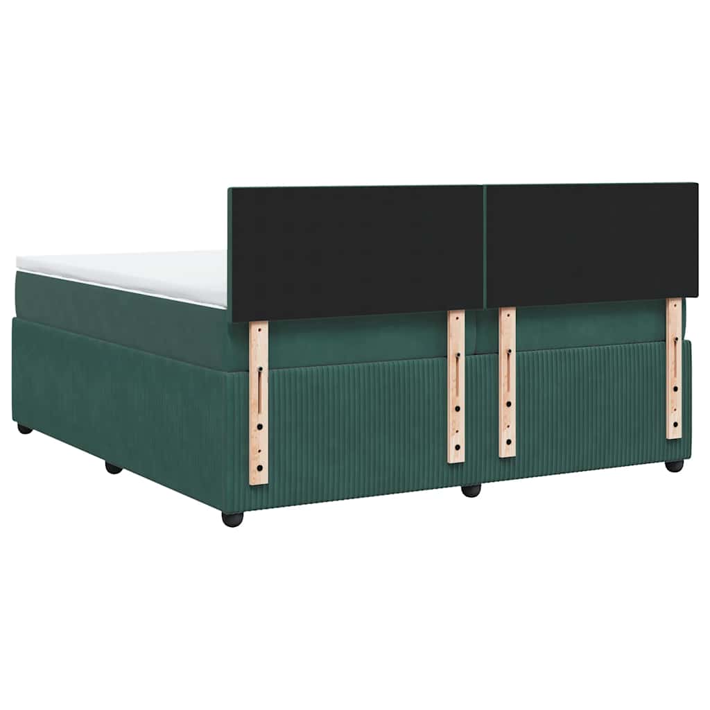 Κρεβάτι Boxspring με Στρώμα Σκούρο Πράσινο 200x200εκ. Βελούδινο