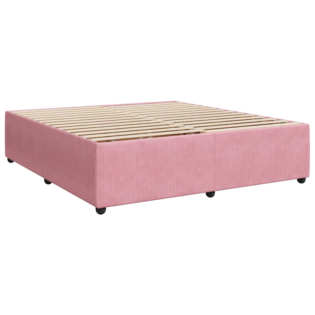 Κρεβάτι Boxspring με Στρώμα Ροζ 200x200 εκ. Βελούδινο - Pakobazaar