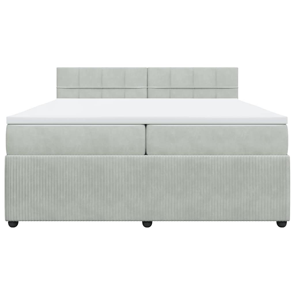 Κρεβάτι Boxspring με Στρώμα Ανοιχτό Γκρι 200x200 εκ. Βελούδινο