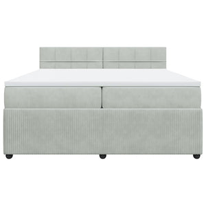 Κρεβάτι Boxspring με Στρώμα Ανοιχτό Γκρι 200x200 εκ. Βελούδινο