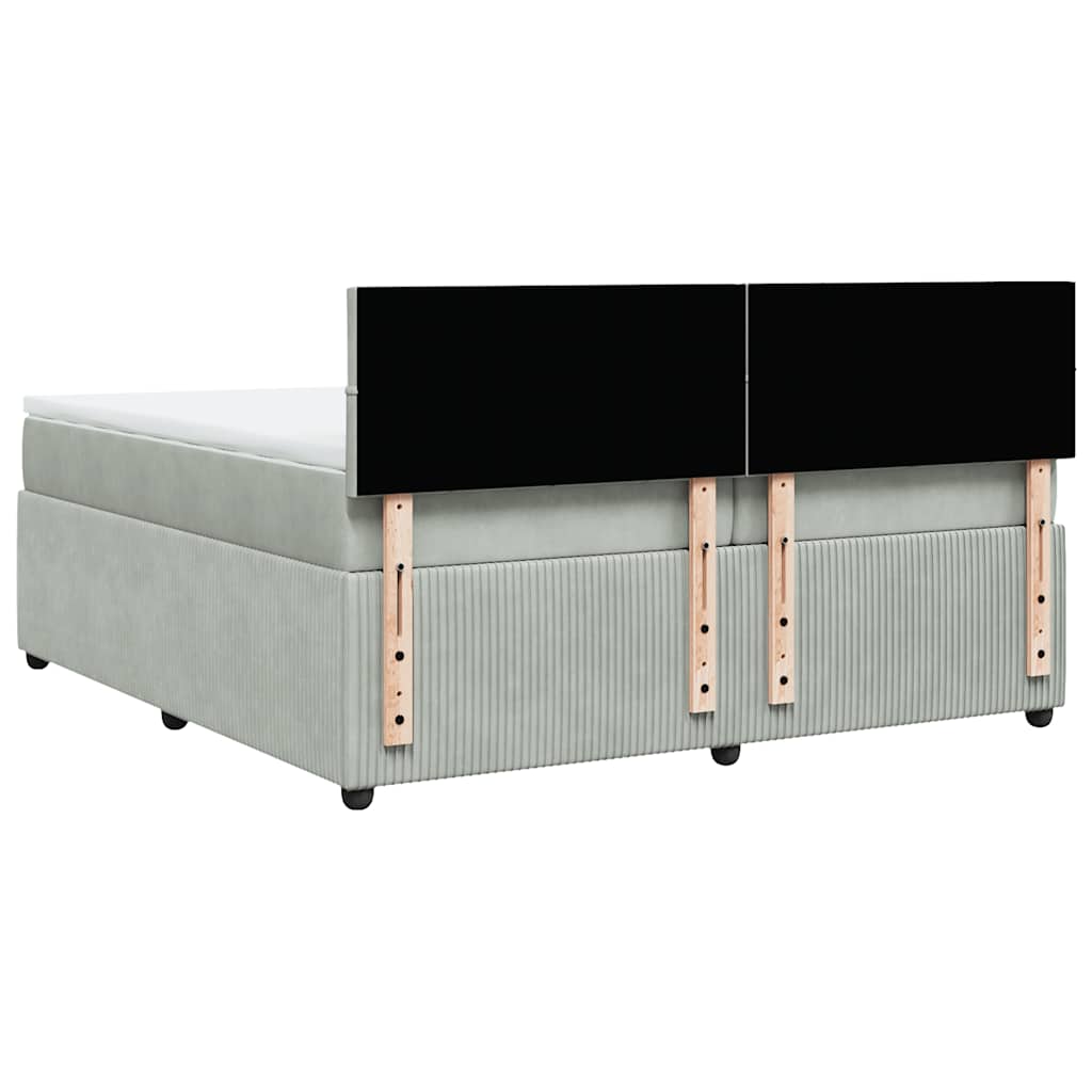 Κρεβάτι Boxspring με Στρώμα Ανοιχτό Γκρι 200x200 εκ. Βελούδινο