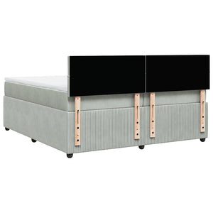 Κρεβάτι Boxspring με Στρώμα Ανοιχτό Γκρι 200x200 εκ. Βελούδινο