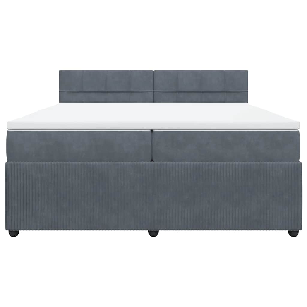 Κρεβάτι Boxspring με Στρώμα Σκούρο Γκρι 200x200 εκ. Βελούδινο