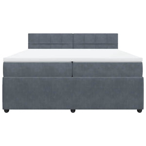 Κρεβάτι Boxspring με Στρώμα Σκούρο Γκρι 200x200 εκ. Βελούδινο