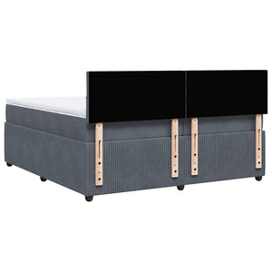Κρεβάτι Boxspring με Στρώμα Σκούρο Γκρι 200x200 εκ. Βελούδινο