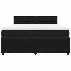 Κρεβάτι Boxspring με Στρώμα Μαύρο 200x200 εκ. Βελούδινο