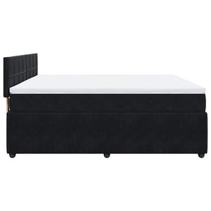 Κρεβάτι Boxspring με Στρώμα Μαύρο 200x200 εκ. Βελούδινο