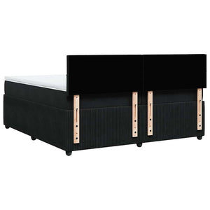 Κρεβάτι Boxspring με Στρώμα Μαύρο 200x200 εκ. Βελούδινο
