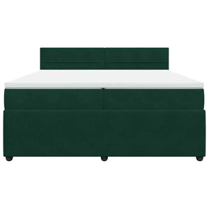 Κρεβάτι Boxspring με Στρώμα Σκούρο Πράσινο 200x200εκ. Βελούδινο