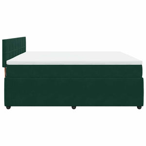 Κρεβάτι Boxspring με Στρώμα Σκούρο Πράσινο 200x200εκ. Βελούδινο