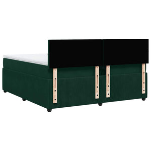 Κρεβάτι Boxspring με Στρώμα Σκούρο Πράσινο 200x200εκ. Βελούδινο