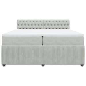 Κρεβάτι Boxspring με Στρώμα Ανοιχτό Γκρι 200x200 εκ. Βελούδινο - Pakobazaar
