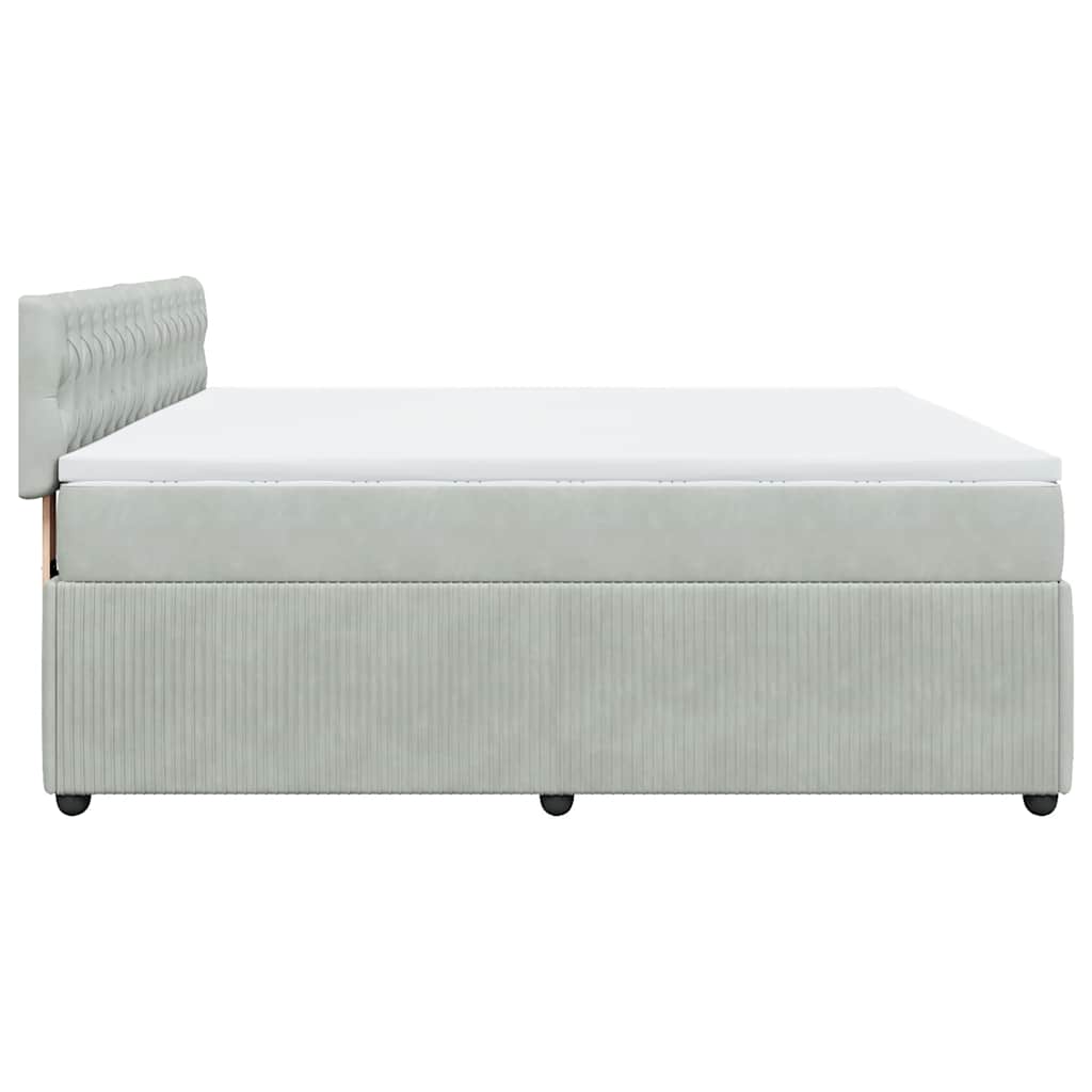Κρεβάτι Boxspring με Στρώμα Ανοιχτό Γκρι 200x200 εκ. Βελούδινο - Pakobazaar
