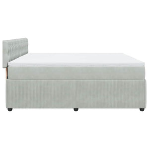 Κρεβάτι Boxspring με Στρώμα Ανοιχτό Γκρι 200x200 εκ. Βελούδινο - Pakobazaar