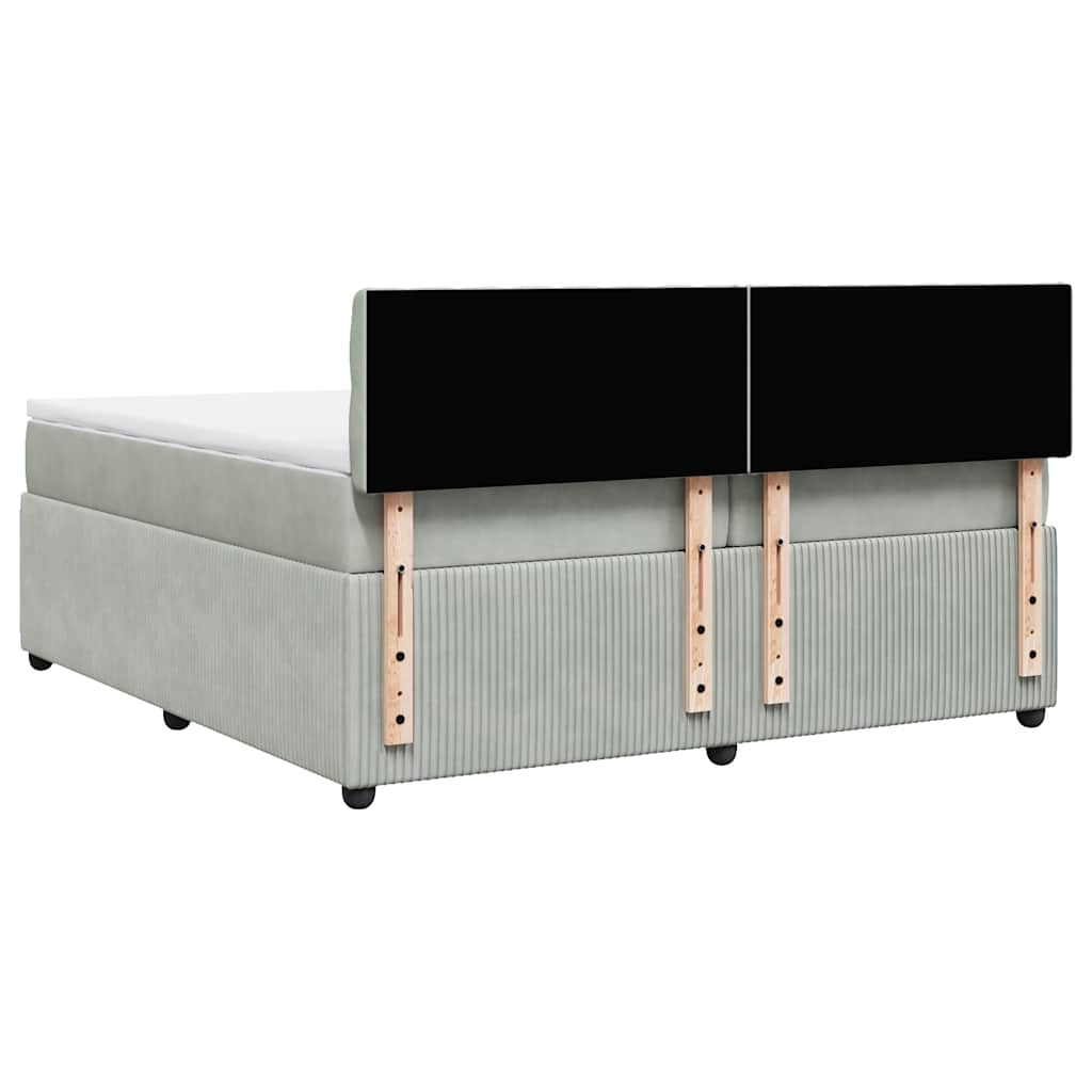 Κρεβάτι Boxspring με Στρώμα Ανοιχτό Γκρι 200x200 εκ. Βελούδινο - Pakobazaar