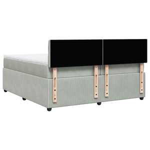 Κρεβάτι Boxspring με Στρώμα Ανοιχτό Γκρι 200x200 εκ. Βελούδινο - Pakobazaar