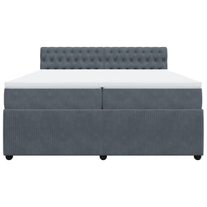 Κρεβάτι Boxspring με Στρώμα Σκούρο Γκρι 200x200 εκ. Βελούδινο - Pakobazaar