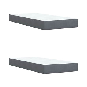 Κρεβάτι Boxspring με Στρώμα Σκούρο Γκρι 200x200 εκ. Βελούδινο - Pakobazaar