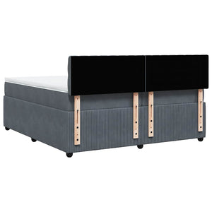 Κρεβάτι Boxspring με Στρώμα Σκούρο Γκρι 200x200 εκ. Βελούδινο - Pakobazaar