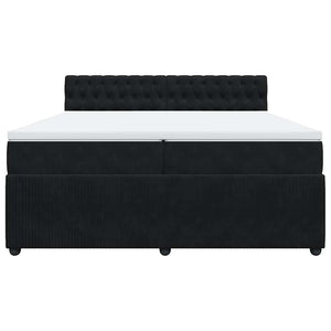 Κρεβάτι Boxspring με Στρώμα Μαύρο 200x200 εκ. Βελούδινο