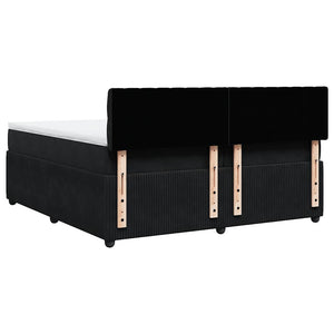 Κρεβάτι Boxspring με Στρώμα Μαύρο 200x200 εκ. Βελούδινο