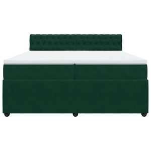 Κρεβάτι Boxspring με Στρώμα Σκούρο Πράσινο 200x200εκ. Βελούδινο - Pakobazaar