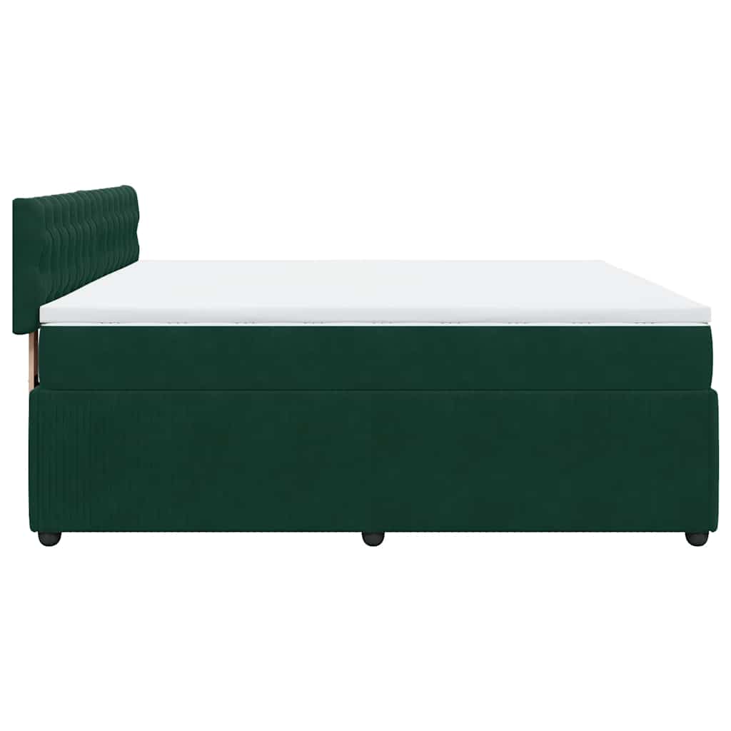 Κρεβάτι Boxspring με Στρώμα Σκούρο Πράσινο 200x200εκ. Βελούδινο - Pakobazaar