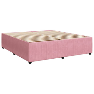 Κρεβάτι Boxspring με Στρώμα Ροζ 200x200 εκ. Βελούδινο - Pakobazaar