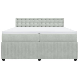Κρεβάτι Boxspring με Στρώμα Ανοιχτό Γκρι 200x200 εκ. Βελούδινο - Pakobazaar