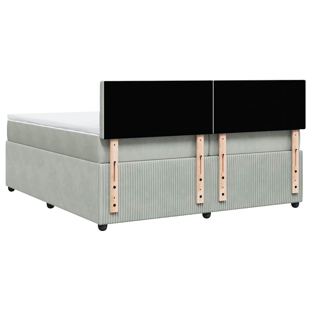 Κρεβάτι Boxspring με Στρώμα Ανοιχτό Γκρι 200x200 εκ. Βελούδινο - Pakobazaar