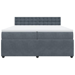 Κρεβάτι Boxspring με Στρώμα Σκούρο Γκρι 200x200 εκ. Βελούδινο - Pakobazaar