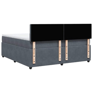 Κρεβάτι Boxspring με Στρώμα Σκούρο Γκρι 200x200 εκ. Βελούδινο - Pakobazaar