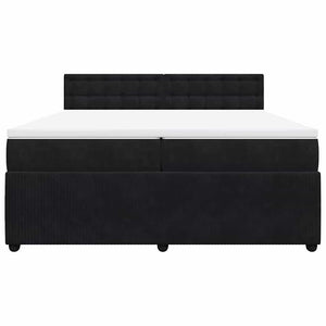 Κρεβάτι Boxspring με Στρώμα Μαύρο 200x200 εκ. Βελούδινο