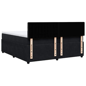 Κρεβάτι Boxspring με Στρώμα Μαύρο 200x200 εκ. Βελούδινο
