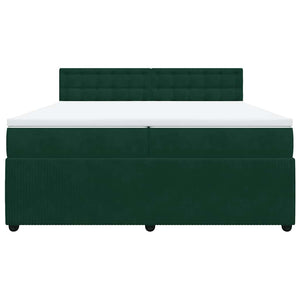Κρεβάτι Boxspring με Στρώμα Σκούρο Πράσινο 200x200εκ. Βελούδινο