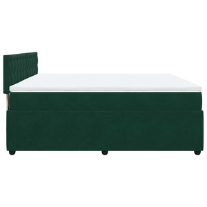 Κρεβάτι Boxspring με Στρώμα Σκούρο Πράσινο 200x200εκ. Βελούδινο