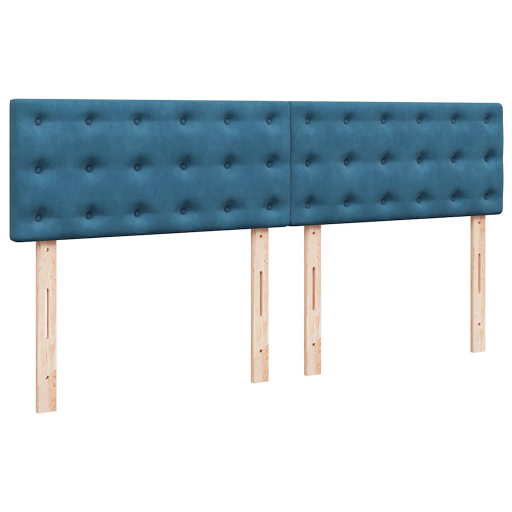 Κρεβάτι Boxspring με Στρώμα Μπλε 200x200 εκ. Βελούδινο