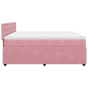 Κρεβάτι Boxspring με Στρώμα Ροζ 200x200 εκ. Βελούδινο - Pakobazaar