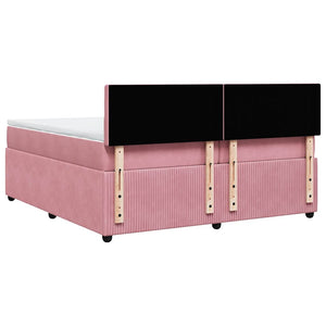 Κρεβάτι Boxspring με Στρώμα Ροζ 200x200 εκ. Βελούδινο - Pakobazaar